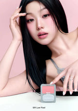 Woman with makeup product on a pink background