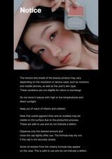 Product packaging with a woman's face and text on a black background