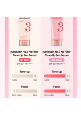 (NUMBUZIN) No.3 No Filter Tone-Up Sun Serum 01 Blur | 02 Glow 50ml