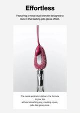 Pink metal dual blender with text on a white background