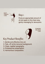 Instructions for using a product on a chest area with illustrations and text on a white background.
