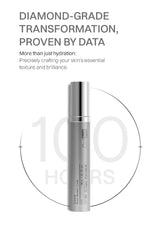A silver cosmetic tube centered on a white background with promotional text at the top and a faint circular graphic behind it. The product appears to be a skincare bottle labeled COSMEDIC.