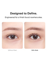 A before-and-after comparison graphic showing close-up eyes with and without a defined aubrey/cheekbone contour. The left panel is labeled 'Without Aheb' and shows a flatter eye area; the right panel is labeled 'With Aheb' and shows a more defined, lifted look.