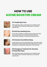 Instructions on how to use AXCNE Booster Cream with images and text.