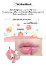 Lip product with text about TiO2 MicroBlend technology on a white background
