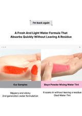 Comparison of a fresh and light water formula with a slipperiness test on skin.