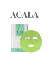 Green facial mask sheet with packaging on a white background, featuring the brand 'ACALA'.