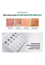 Vemontes Acne Line AXCNE BOOSTER AMPOULE with images of skin types needing the product.