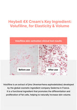 Advertisement for Heybell 4X Cream's key ingredient Volufuliline with clinical test results.
