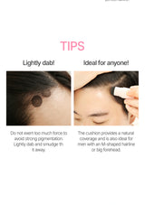 Instructions for using a cosmetic product on hair, with text and images of application.