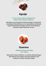 Information about Aguaje and Guarana with images and text on a light gray background