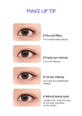 Makeup tips for eyes with corresponding eye images and descriptions.
