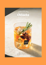 Glass of iced drink with Odada label on an orange border