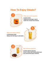 Instructions on how to enjoy Odada tea with different scenarios.
