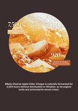 Apple cider vinegar with health benefits text on a dark background