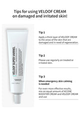 Veloof cream tube with usage instructions on a white background