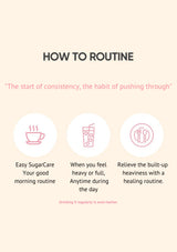 Illustration of a routine guide with icons and text on a beige background