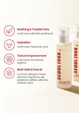 Skincare product with ingredients listed on a white background