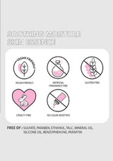 Product label with icons indicating vegan, fragrance-free, gluten-free, cruelty-free, and no color additives, on a light gray background.