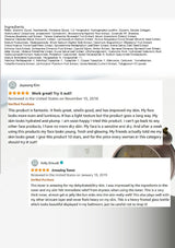 Product reviews for a skincare toner with user ratings and comments.
