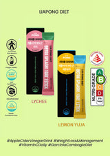 Liapong Diet product packaging on a green background with various logos and text.