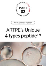 Advertisement for ARTPE's unique 4 types peptide with a close-up of peptide droplets.