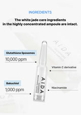 AIDA ampoule with listed ingredients on a white background
