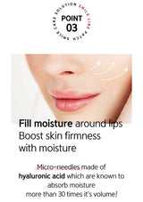 Advertisement for skincare product with text about filling moisture around lips and boosting skin firmness.
