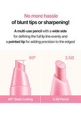 Lip pencil with 60-degree slash cutting and 3.50 pencil tips on a white background