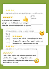 Reviews and ratings of a product with text and emojis on a green background