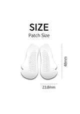 White adhesive patch with measurements on a white background