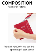 Red package labeled 'ARTE' with text indicating number of patches and box contents.