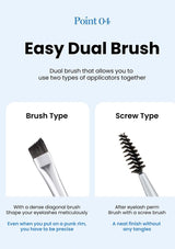 Dual brush with brush and screw type applicators on a light blue background