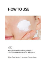 Instructions on how to use a skincare product with an image of cream application.