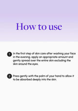 Instructions for using a skincare product on a light purple background