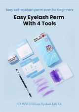 COSNORI Easy Eyelash Lift Kit with tools on a light blue background
