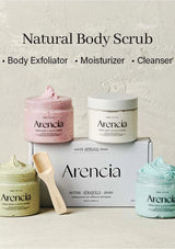 Arencia natural body scrub products on a light background