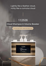 Groom cloud shampoo & volume booster with text on a dark background