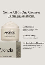 Arencia rice mucin cleanser with packaging on a white background
