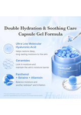 Capsule gel formula with ingredients listed on a light blue background