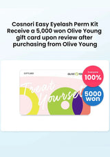 Olive Young gift card with promotional text for Cosnori Easy Eyelash Perm Kit