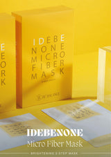IDEBENONE Micro Fiber Mask packaging on a yellow background