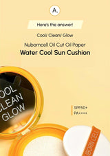 Nuborncell Oil Cut Oil Paper Water Cool Sun Cushion with packaging on a beige background