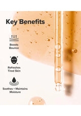 Cosmetic product with key benefits listed on a white background