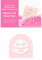 Nuborn Cell Mask Pack with pink packaging and white mask sheet on a white background