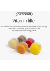 Vitamin filter with different colored filters on a white background