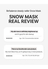 Snow mask review with customer feedback on a white background