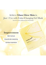 Color-changing gel mask packaging with text on a white background
