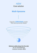 Advertisement for multi-liposome solution with text and diagram on a light blue background
