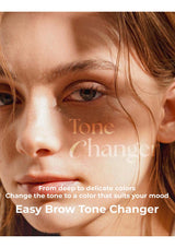 Advertisement for a brow tone changer with a close-up of a person's face.